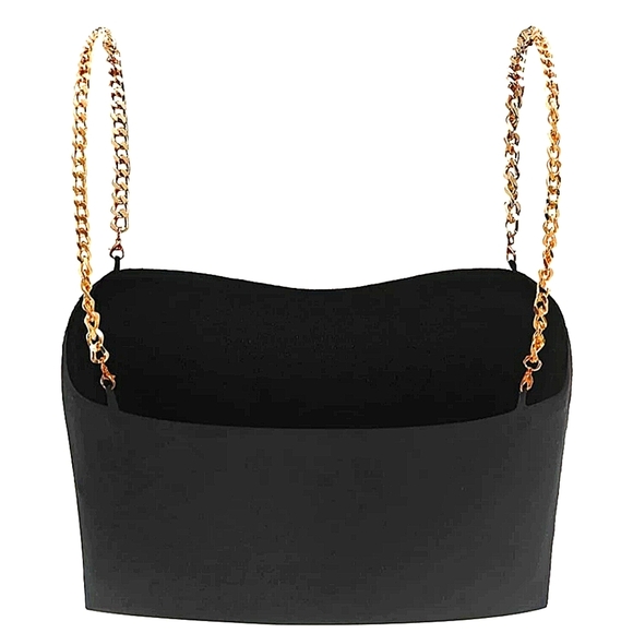 GOLD CHAIN LINK STRAP CROP TOP - Picture 2 of 6